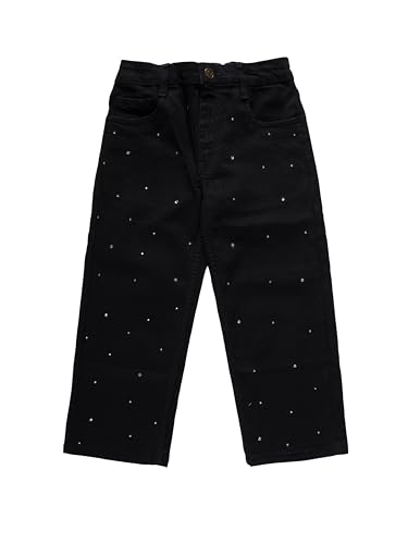 Image of KiddoPanti Girls Solid Waist Elasticated Straight Fit Jeans