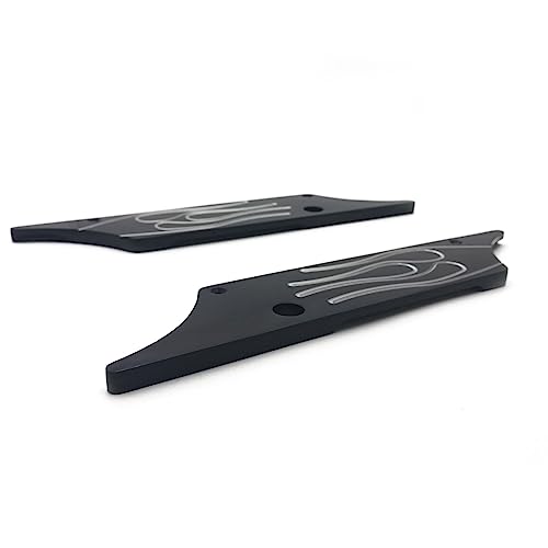 Cubierta para pestillo de alforjas HTTMT compatible con Harley-Davidson Touring 1993-2013, color negro con llama grabada, estilo F miniatura 3