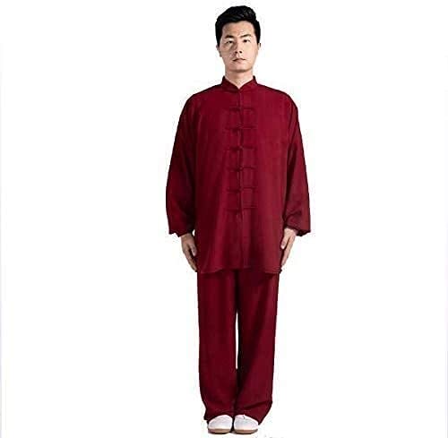 Zestaw mundurów Tai Chi Odzież Kung Fu Garnitur Tang, strój Unisex Tai Chi Kobieta mundur bojowy Odzież Tai Chi z bawełny i lnu Odzież Kung Fu Garnitur Wushu (kolor: czerwony, rozmiar: XXXXL) (czerw