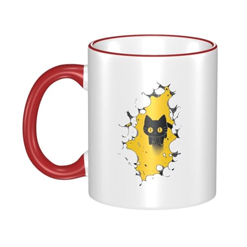 マグカップ コーヒーカップ かわいい 黒猫 ネコ 耐熱カップ カップルカップ ペン立て 両面プリント 箱付き 直飲み 陶器 おしゃれ 大容量 330ml 誕生日 プレゼント