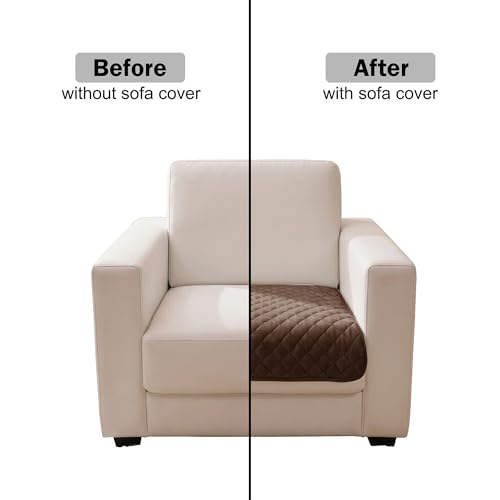 Image of Story@Home Premium Quilted Anti Slip Sofa Cover Mats for L Shape and 1 /2 /3 Seater Sofa. Make Your Own Sofa Cover Set, 70(D) x 60(L) cm - Brown