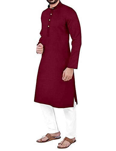 Image of Gauri Laxmi Enterprise Men Cotton Blend Straight Kurta