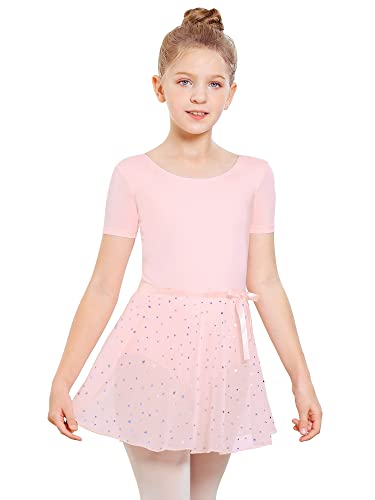 Stelle Girls Women Ballet Skirt Dance Wrap Skirt Chiffon Toddler Ballet Skirts(4-6 Years, Pink Shiny Skirt(Ad Tie))