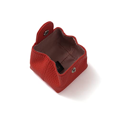 Image of Cockatoo Genuine Leather Coin Pouch Change Holder, Mini Snap Pocket Wallet for Men Women (Red, Small)