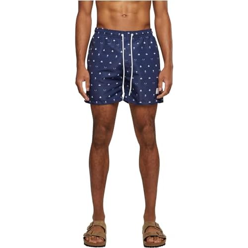 Urban Classics Herren Pattern Swim Shorts Badehose, Skulland Yacht AOP, L