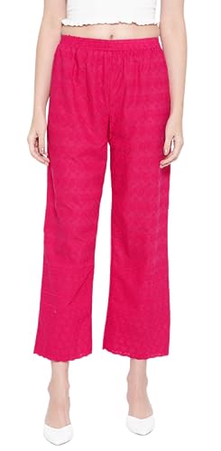 Image of Vastraa Fusion Women's Regular Fit Cotton Chikan Palazzo