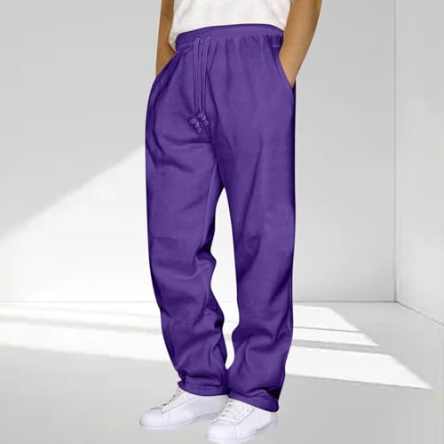 Mens Jogger Sports Pants Solid Color Straight Casual Drawstring Sweatpants with Pocket Fall Fashion Casual Trousers2