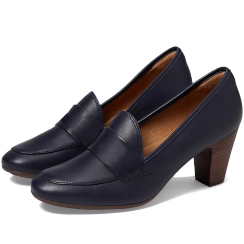 Image of SHODENSE Women Chunky Kitten Heel Pumps Shoes Round Closed Toe Slip On Suede Penny Loafers Matte Block Mid Heels Dress Loafer Almond Toe Comfort Oxford Shoes Office Work Classic Elegant 4-11 M US