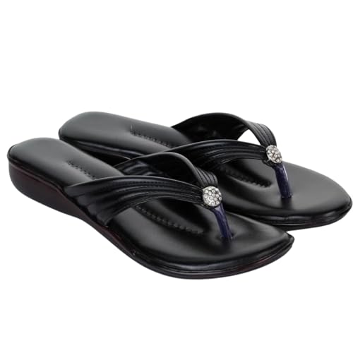Image of Km Footwear Flat Slipper Sandals for Women Girls Casual Simple and Attractive Flats for Ladies with Padded Bottom