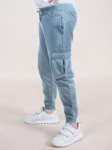 Image of KiddoPanti Boys Solid Fleece Cargo Track Pants | Cotton Poly Fleece Fabric | Ankle Length Jogger | 2 Cargo Pocket,1 Side Pocket | Elastic Waist & Drawcord | Jogger Track Pants