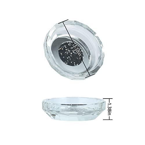 Glass Soap Dish With Bling Crystal,Round Soap Tray Soap Holder Container Box, For Bathroom Vanity Shower Kitchen Sink Counter Top (Black) #TOP7