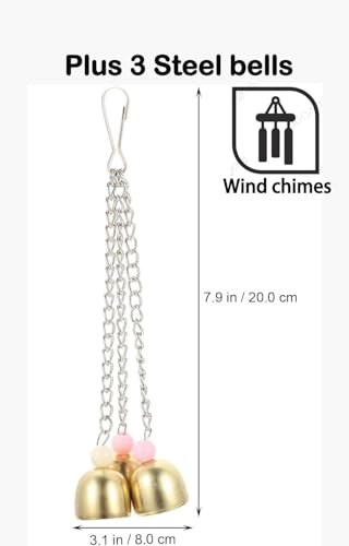 Image of 65inch Cotton Bendable Rope(Plus 1 Set 3 Steel Bells) Perch Swing Bird Chew Toys Amazon Parrots Cage Toys with Bell Swing Climbing Standing Bungee Bird Toys for Large to Regular Size Birds