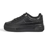 LUCKY STEP Platform Glitter Sneakers for Women Fashion Sparkly Bling Shiny Low Top Tennis Sneakers Faux Leather Casual Walking Shoes(Black,10)