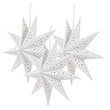 WHAMVOX 3 Stück Weihnachts-papierlampenschirm Weiß Neun-punkt-stern Hängelampe Dekoration Fenster Hochzeit Party Festtagsbeleuchtung