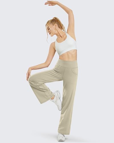 Image of Promover Wide Leg Pants Woman Yoga Pants with Pockets Stretch Loose Casual Lounge Sweatpants Petite /Regular /Tall