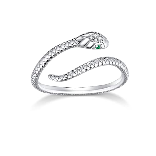 Bague réglable plaquée platine avec zircon vert et bijoux texturés tendance