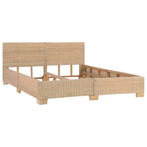 vidaXL Bettgestell Bett Rattanbett Schlafzimmerbett Doppelbett Ehebett Bettrahmen Schlafzimmermöbel Handgewebt Echtes Rattan 160x200cm