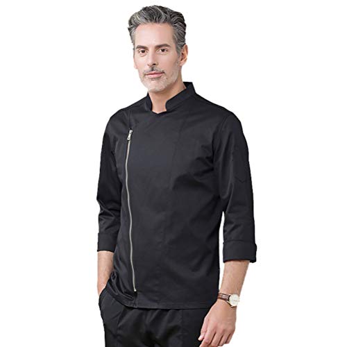 Nanxson Unisex Uomo Giacca da Cuoco Manica Lunga Ristorante Cappotto Cuoco Cucina Giacche da Chef per Donna CFM0058 (Nero, L)