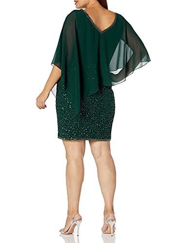 Image of J Kara Women's Plus Size Caplet Short Cocktail Beaded Dress