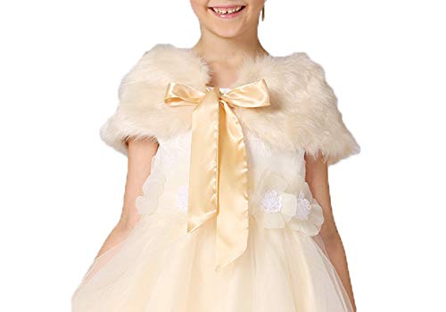 FakeFace Flower Girls Faux Fur Shoulder Cape Winter Warm Party Wedding Wraps Capelets Clothes2