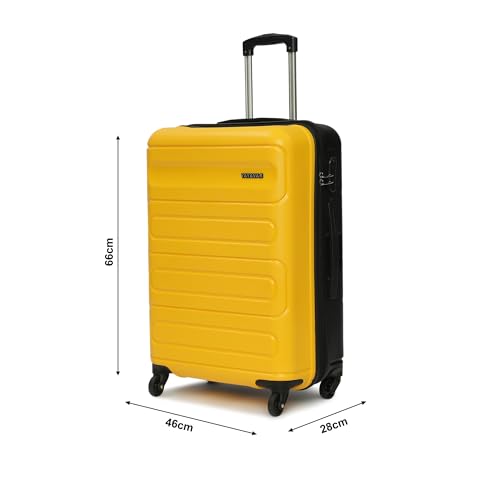 Image of Yayavar Tokyo Textured ABS Hard-Sided Suitcase Bag - 84L| Dual Color Trolley with 4 Spinner Wheels, Number Lock, Water Resistant | Luggage Bag for Travel (Yellow & Black, 66cm, Medium)