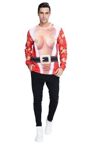 uideazone Unisex Ugly Christmas Sweater 3D Printed Funny Crewneck Pullover Sweatshirts for Xmas Party Celebration2