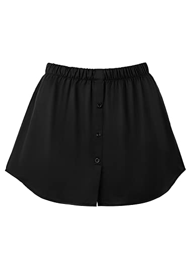 Monbessi Falda Camisa Falsa Mujer Abotonado Bajo de Camisa Cintura Elástica Negro/Blanco/Raya (S, Negro)