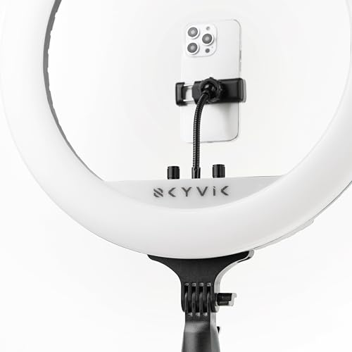 Image of SKYVIK Blaze Loop 18 inch Bi-Colour Ring Light | 480 LEDs | 55W Soft Light | 3 Phone Mounts | 1.9m Tripod | Dual USB Charging | Adjustable Brightness & Colour Temp (2700K-6500K)
