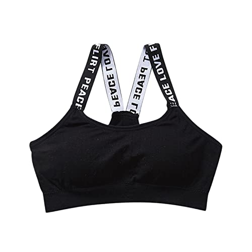 GoldPang Sportweste für Damen Cropped Top Freizeit Unterwäsche Weste Einfarbig Sexy Sommer Super Soft Tanktop Outdoor Sport-BH Tops für Yoga und Sport (Black, One Size) Cover