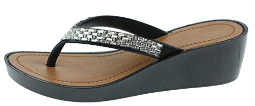 Capelli New York Girls Rhinestone and Gem Trim Jelly Wedge Flip Flops3