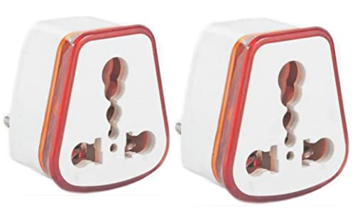 Image of KRIYAL SALES 6 amp to 16 amp Converter /Conversion Plug { Pcs of 2 } (5-16A) Converts 6A Socket to 16 A Socket for Geysers, A /C,Refrigrator,Microwave,etc for Indian and International Plugs { Red or Orange Colour With White common }