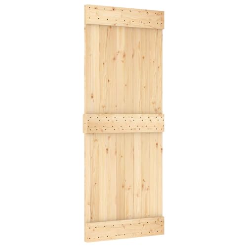 vidaXL Puerta Narvik Natural 80 x 210 cm Madera de Pino Sólido, Puerta Rectangular Moderna, Interior de Pino, Ahorra Espacio, Separador Contemporáneo de Habitaciones, Diseño Funcional