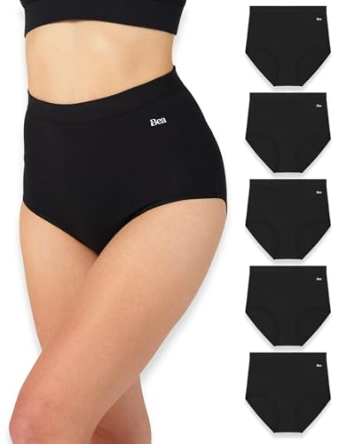 Bea Pack de 5 Bragas Altas de Mujer - Bragas de Mujer de Algodón Transpirable y Suave - Ropa Interior Que Ofrece Cobertura Total y Gran Sujeción