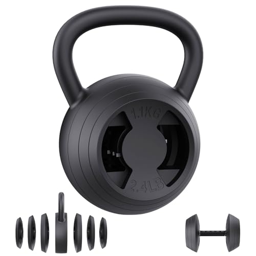 Hezeyferg 2-in-1 Adjustable Kettlebell, 15-45 LB Kettlebells Weight Set with Wide Grip, 4.8-30 LB...
