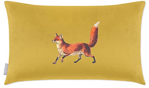 Izabela Peters Eco-Friendly Velvet Cushions With Covers, Filled, 50 x 30 cm, Fox - Mustard, for Chair, Sofa, Seat