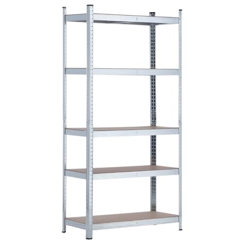 URTY | Estantería Almacenaje Metálica Alta Resistencia Modular 180 x 90 x 40 cm | Fácil Montaje | Estructura Metálica Acero Galvanizado | 5 Estantes de Madera MDF | 175 kgs por Estante