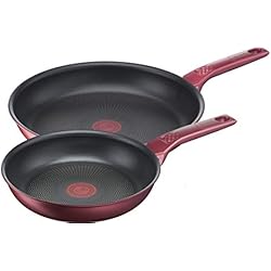 TEFAL Daily Chef G2739072 - Juego de sartenes de 2 piezas, 22 y 28 cm, revestimiento antiadherente, con indicador de calentamiento térmico
