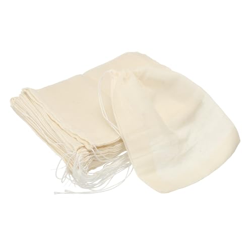 Sourcing Map 20 Pcs Reusable Spice Bags for Cooking, 6x5 in Muslin Strainer Cotton Cheese Cloth for Loose Leaf Tea, Straining Soups & Herbs, Beige
