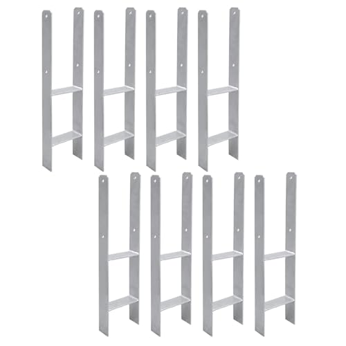 Vigevee H-Pfostenanker 8 Stück H-anker Pfostenträger Bodenanker für Pfosten H-Pfostenschuh für Zaun und Gewächshaus Pfosten Vierkantholzpfosten(101x600mm)