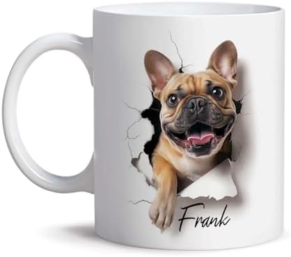 French Bulldog Dog Coffee Mug 11oz, Custom Unique Name Ceramic Cu...