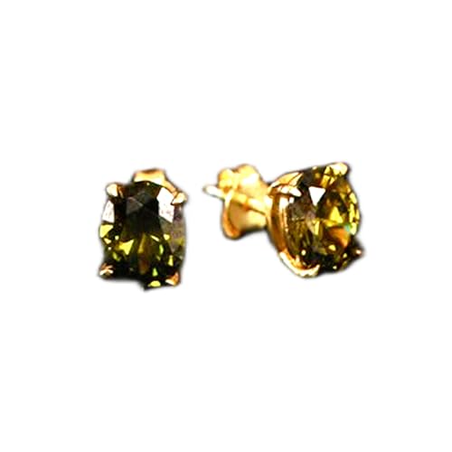 Boucles d'oreilles péridot naturel clous argent 925 doré LKSTD_0018