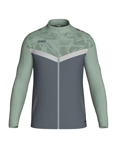 JAKO ICONIC Unisex Polyesterjacke Gr. XXL Anthra Light/Mintgrün/Soft Grey - Atmungsaktive Trainingsjacke Herren und Damen im modernen Design, 100% recyceltes Polyester