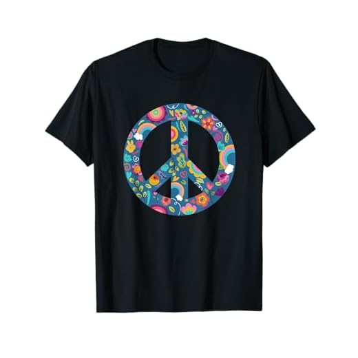 反戦ロゴマーク 花柄ピースサイン Tシャツ