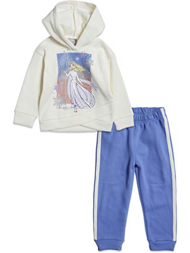 Disney Frozen Elsa Toddler Girls Fleece Pullover Hoodie Jogger Pants Set White 4T