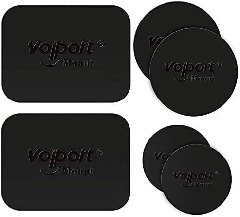 volport Metal Plate for Phone Magnet, 6 Pack Magic Plates Replacement with Sticky Adhesive for Magnetic Car Phone Mount Holder Dashboard/Vent/CD/Windshield/Suction Cup - Rectangle & Round