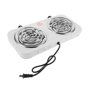 Electric Double Burner Portable Hot Plate Coil Stove Lightweight Metal Countertop Electric Furnace for Kitchen Use with Overheat and Leakage Protection