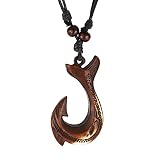 STWTR Men's and Women's Hawaiian Fish Hook Pendant Hemp Rope Chain-Maori Tribal Necklace (brown 2)