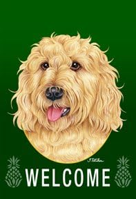 Best of Breed Goldendoodle - Tomoyo Pitcher Welcome Pineapples Large Flag