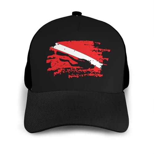 Scuba Diving Flag Unisex Classic Adjustable Curved Brim Baseball Cap, Trucker Hat3
