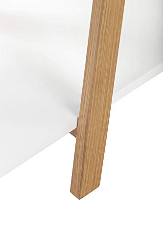 Universal Expert Abacus 4-Tier Ladder Bookcase, Leaning Free Stand Wood Bookshelf Frame Storage Rack, Display Shelf For Home Office, Oak And White #TOP4